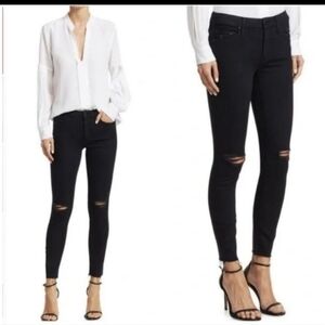 Mother Jeans Sz 26 The Looker Ankle Fray Distressed Stretch Guilty As Sun